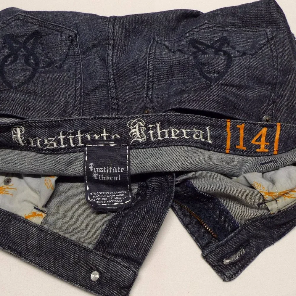 Institute Liberal lace bottom‎ raw hem denim shorts 14